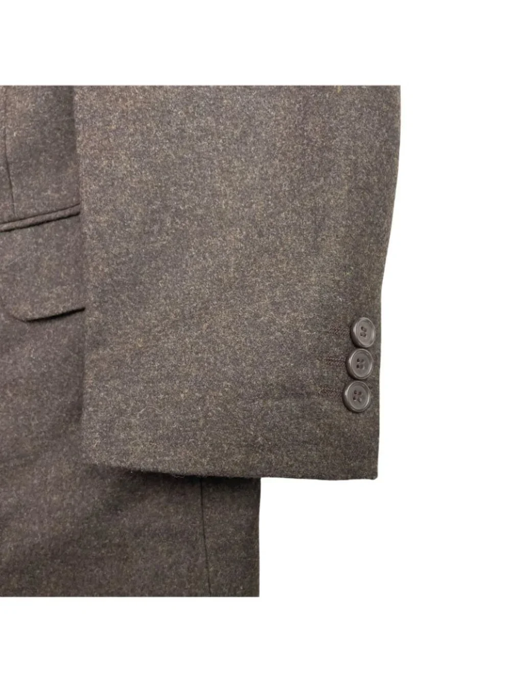 Marks & Spencer Men's Flannel Wool 3-Button Suit Brown • Italy • 42S | 34x29